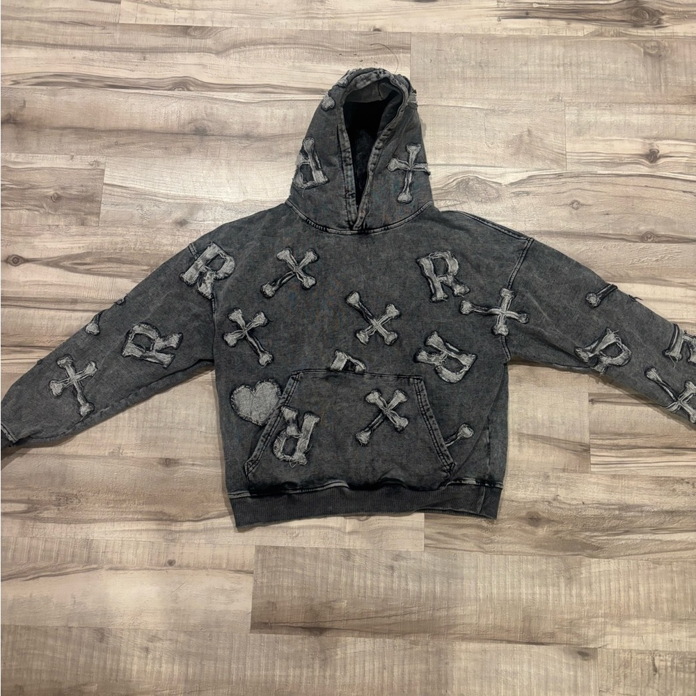 Gray Sweatshirt with Ribbed Cuffs and Waistband